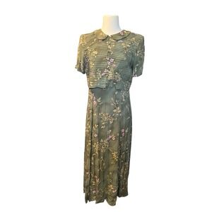 Karin Stevens Vintage Floral Maxi Dress Size 8 Cottage Fairy Festival Boho